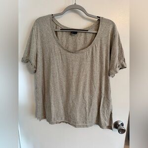 Felina Organic Cotton Gray Boxy Cuffed Sleeve Tee XL